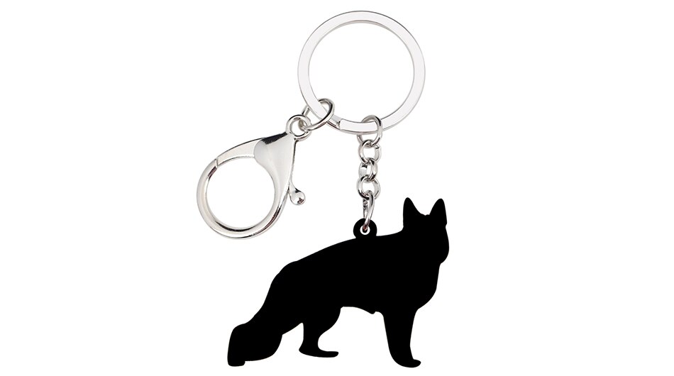 Bonsny Acrylic German Shepherd Dog Key Chain Keychain Ring Fashion Animal Jewelry For Women Girls Pet Lovers Car Bag Charms Gift