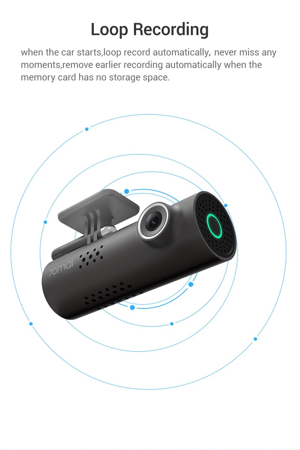 Tube Design WiFi 1080P HD Dashcam with Voice Control
