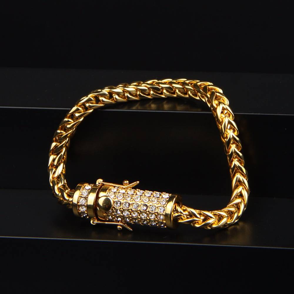 Men's Iced Out Link Chain Rhinestone Bracelets