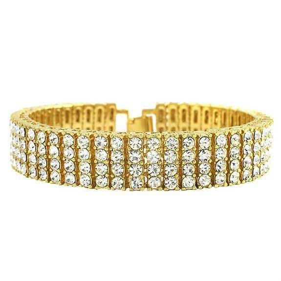 Men's Iced Out Four Rows Rhinestone Bracelets