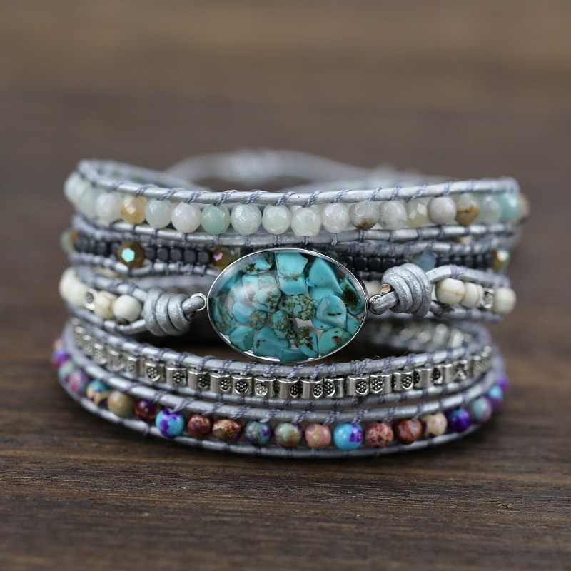 Natural Stones Decorated Wrap Bracelet