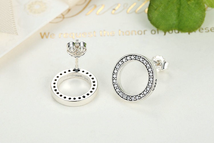 Minimalistic Silver and Crystal Round Women's Stud Earrings