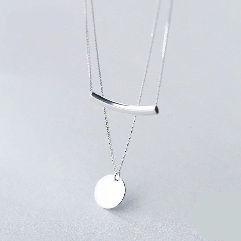 Simple Style Silver Layer Chain Necklace for Women