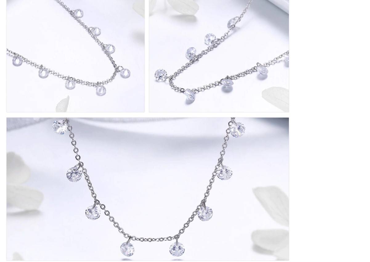 Women's 925 Sterling Silver Crystal Rain Necklace