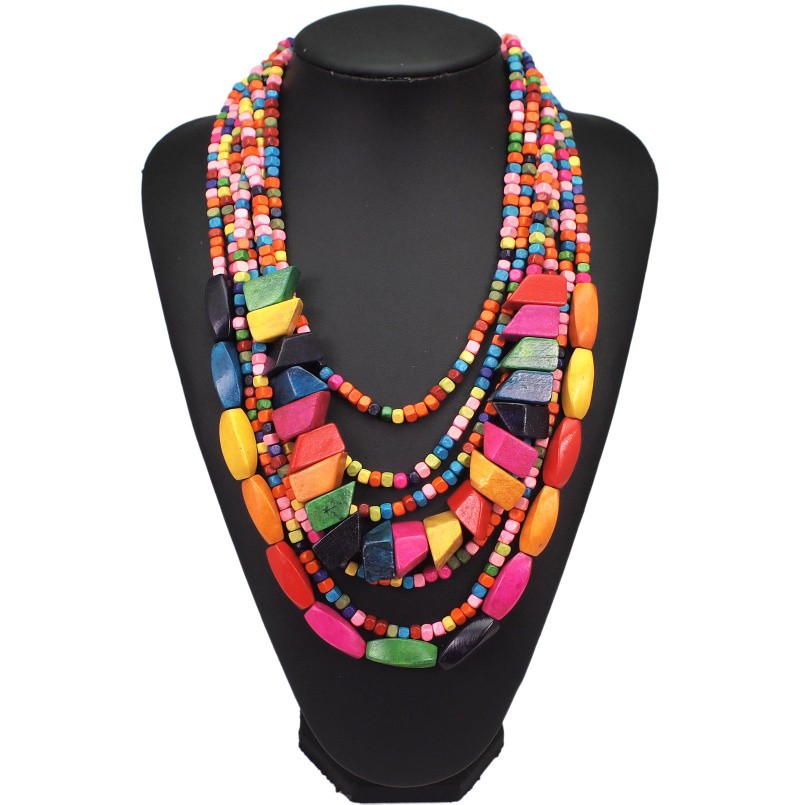 Multilayer Wooden Bead Necklace