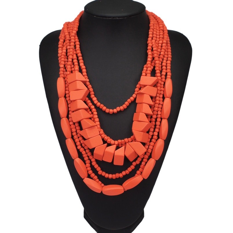 Multilayer Wooden Bead Necklace