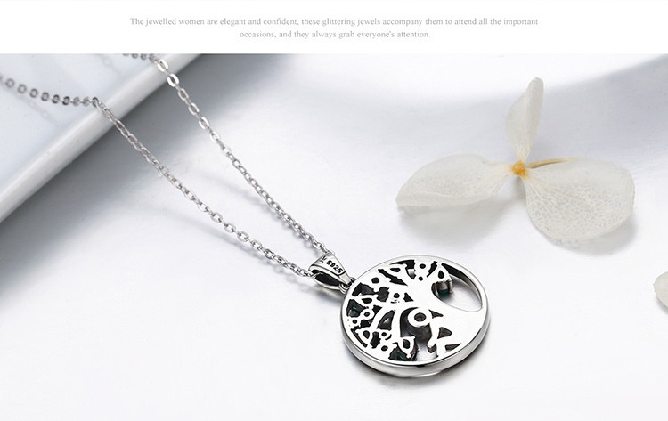 Tree of Life Round Silver Women's Pendant Necklace