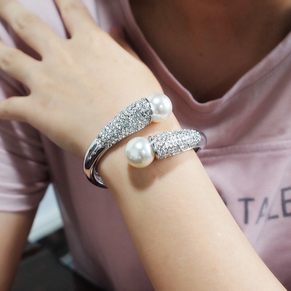 Imitation Pearls / Rhinestones Bangle for Women
