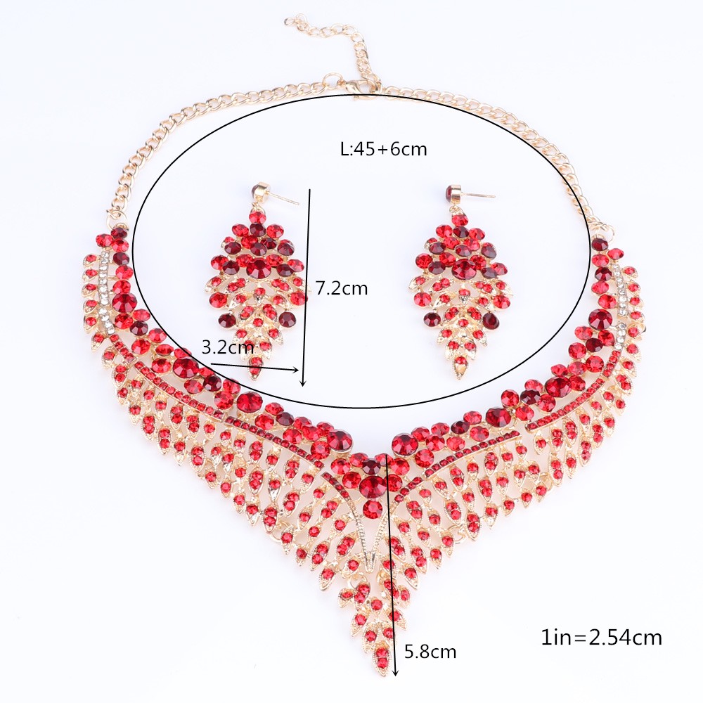 Luxurious Crystal Leaf Shaped Jewelry Set for Women
