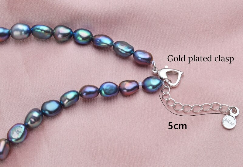 Black Natural Freshwater Pearl Choker Necklace for Women