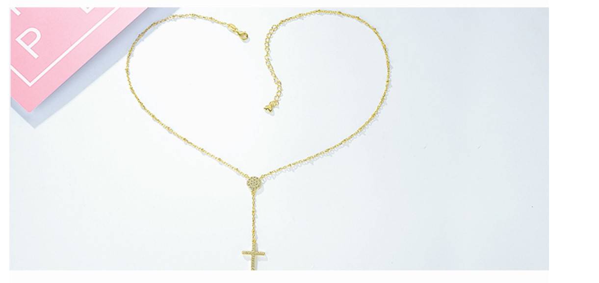 Women's Crystal Disc Silver Cross Necklace