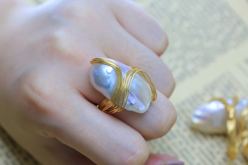 Handmade 925 Silver Ring for Women with Natural Pearl