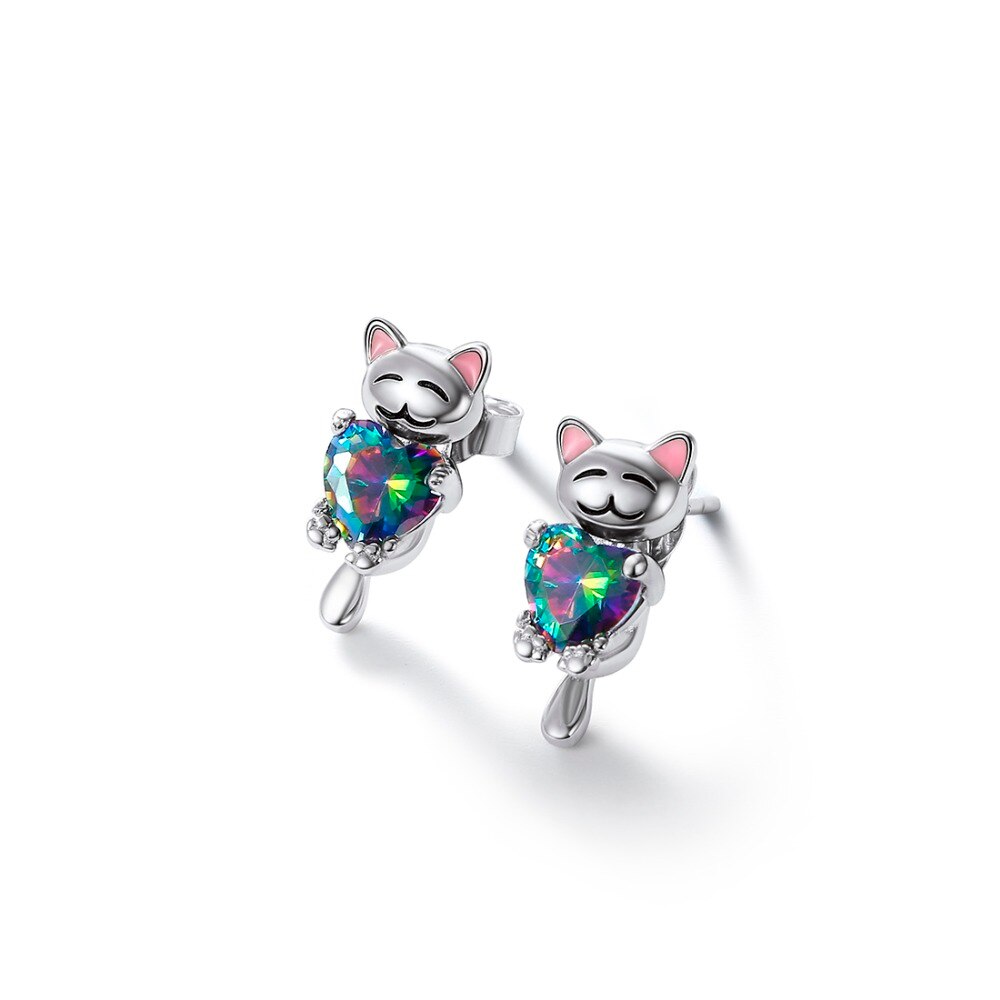 Mystery Topaz Cute Cat Design Women's Jewelry Set