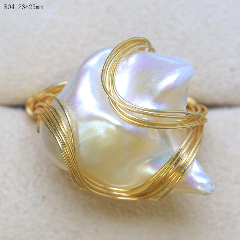 Sylish Handmade Natural Fresh Water White Pearl Ring for Women