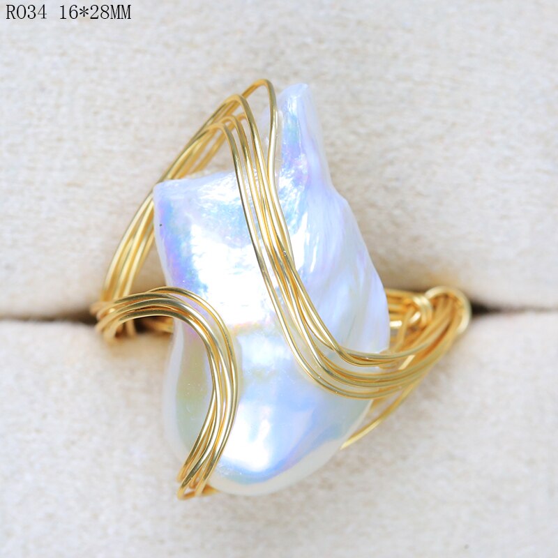 Sylish Handmade Natural Fresh Water White Pearl Ring for Women