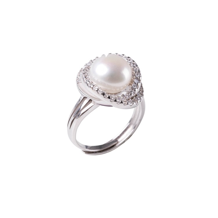 Wedding 925 Silver Ring for Women with Natural Pearl