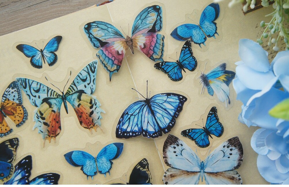 Tropic Butterfly Style PVC Stickers 38 pcs Set