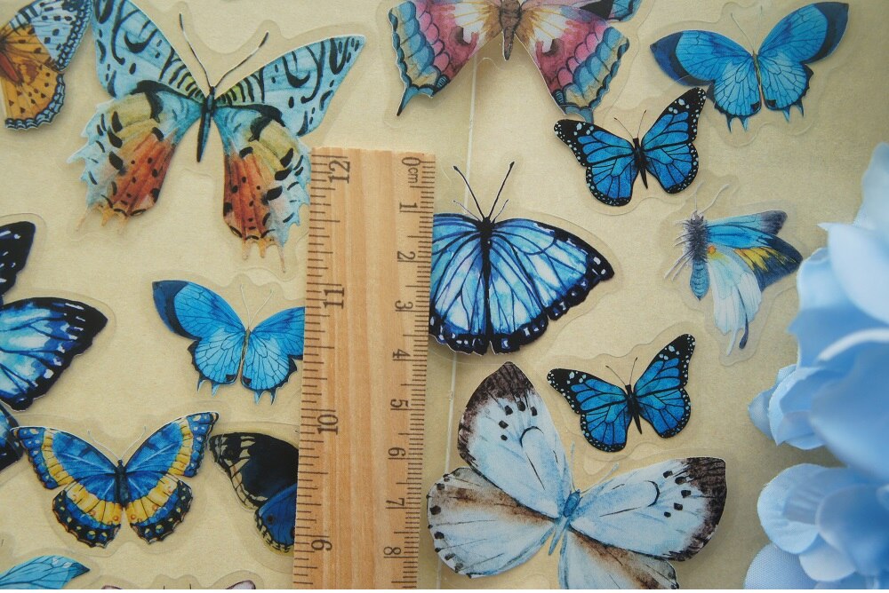 Tropic Butterfly Style PVC Stickers 38 pcs Set
