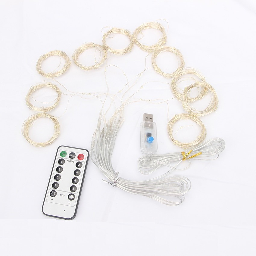 LED USB Curtain String Lights with Remote Control